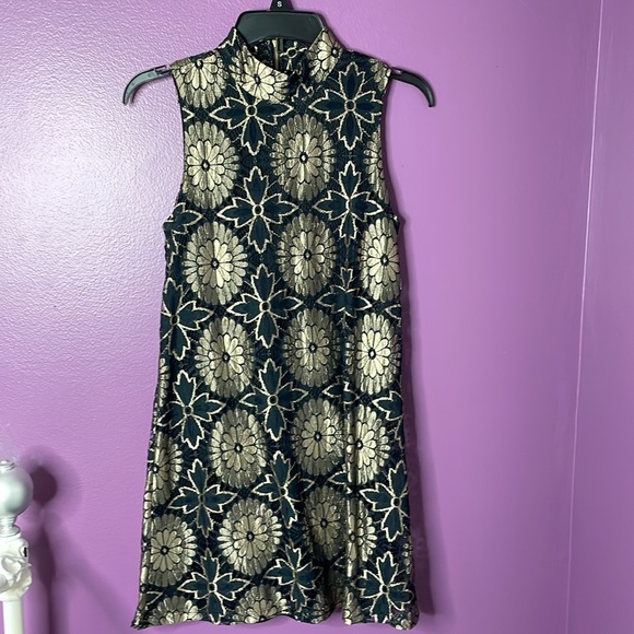 Mimi Chica Black and Gold Lace Semi-Formal Cocktail Dress - Picture 2 of 6